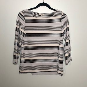 Madewell Black and White Striped 3/4 sleeve top